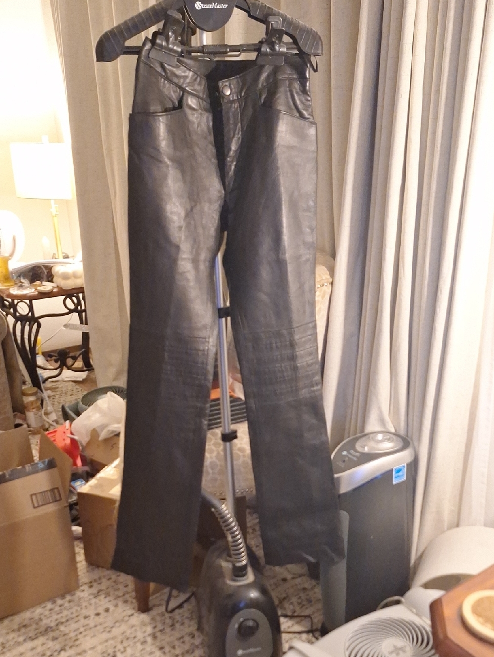 Womens Black Faux Leather Bootcut Pants